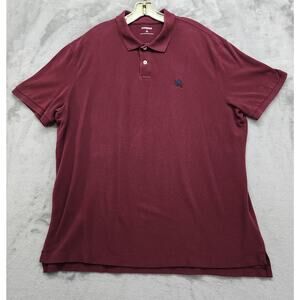 Express Top Mens XXL Burgundy Red‎ Small Lion Polo Short Sleeves Side Vent Hem